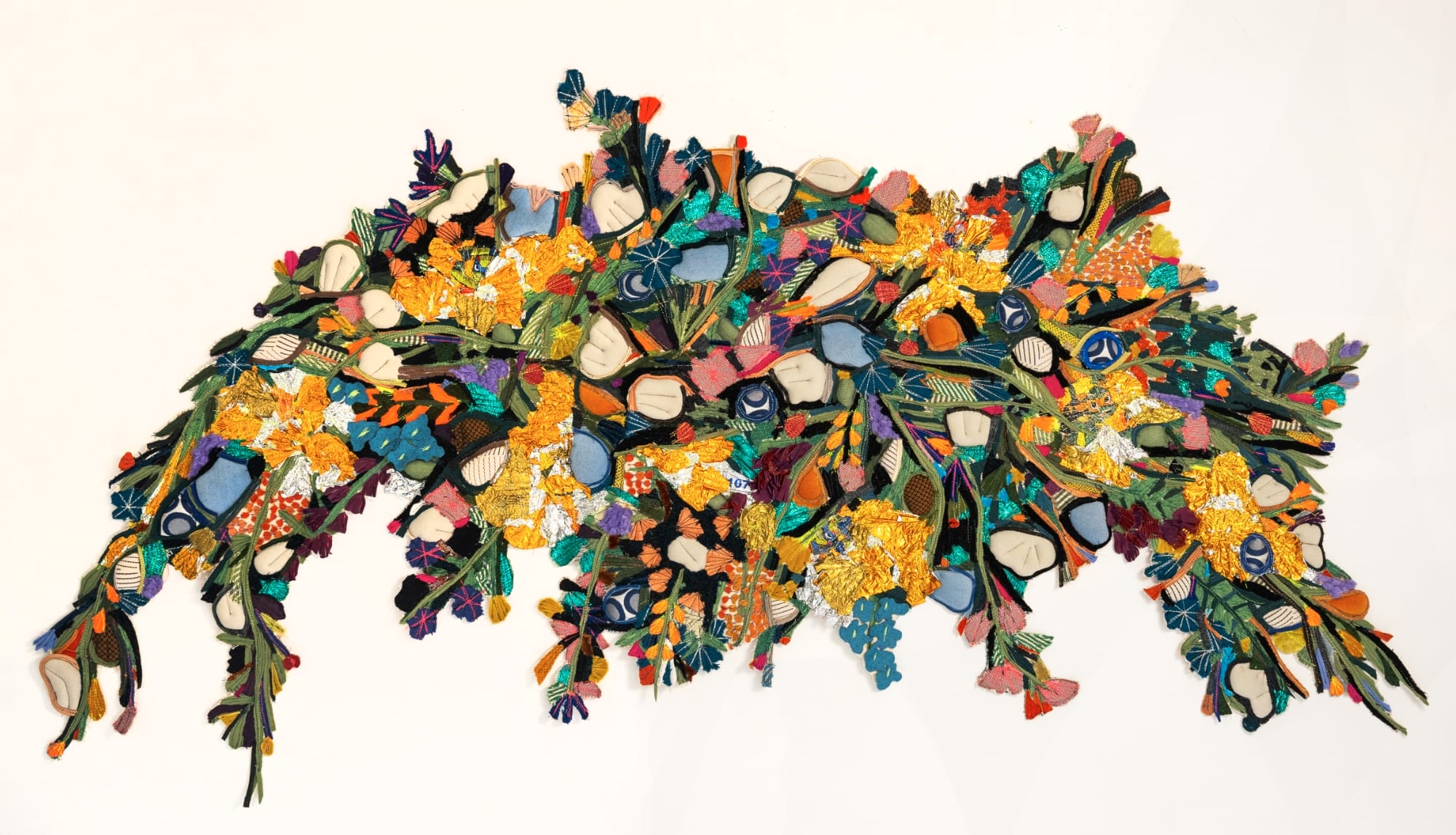 a floral like display made of colorful textiles
