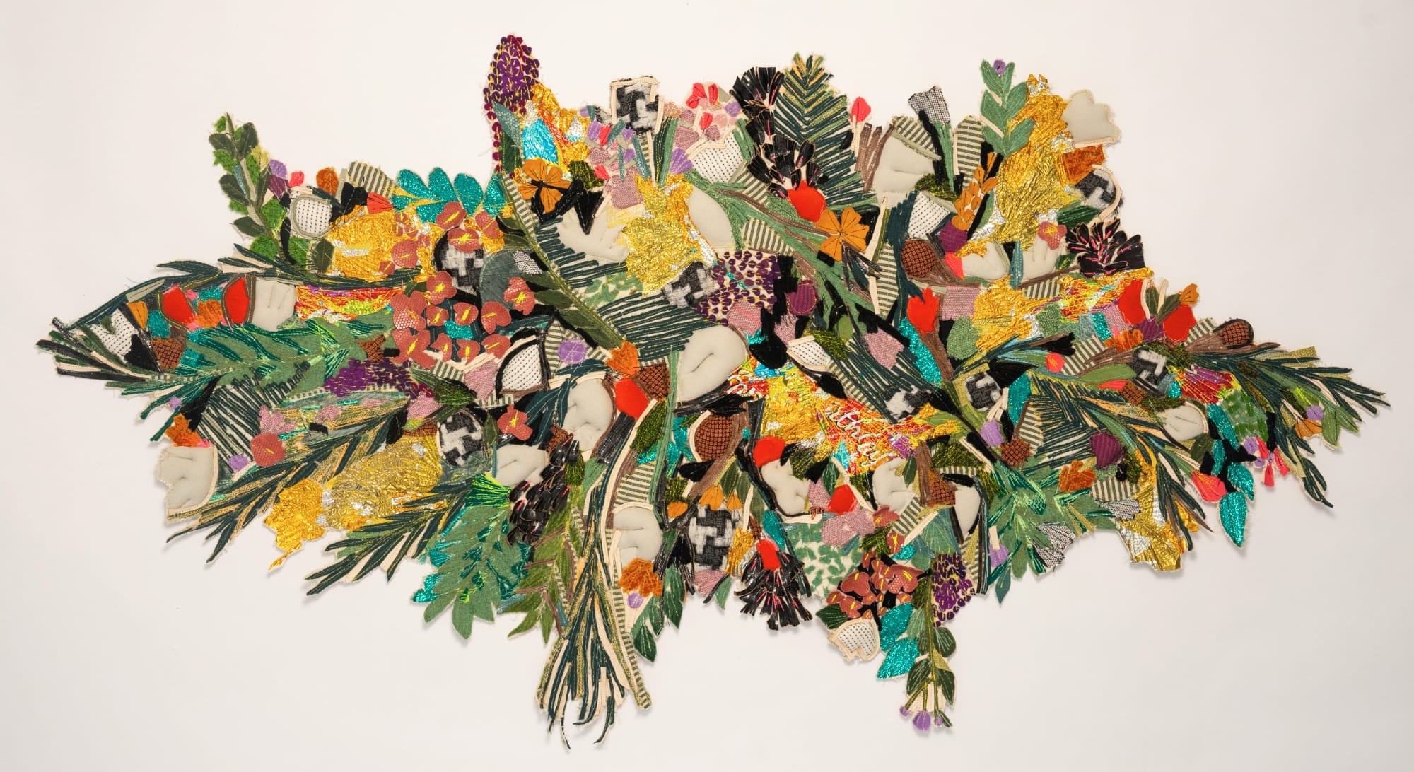 a floral like display made of colorful textiles