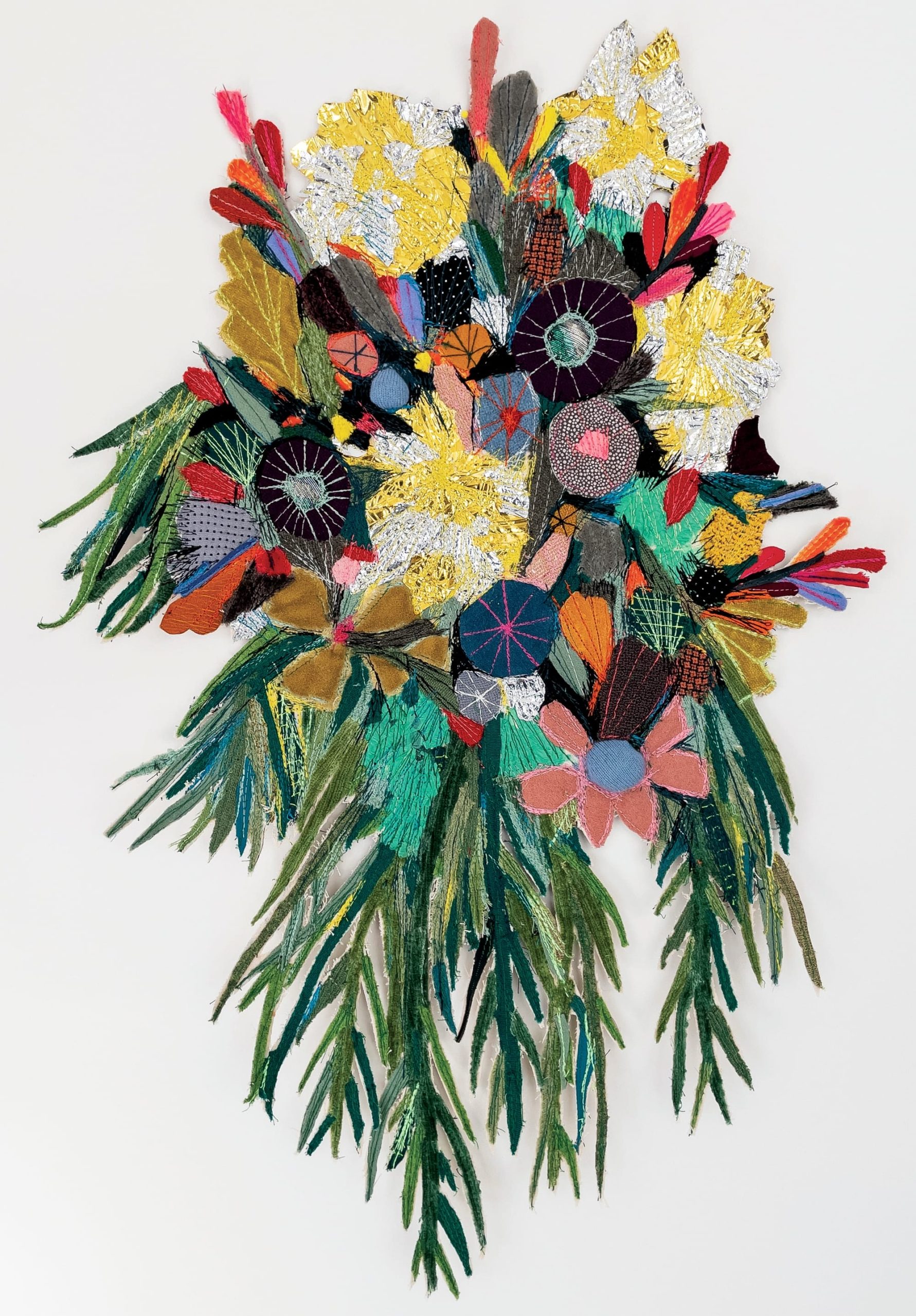 a floral like display made of colorful textiles